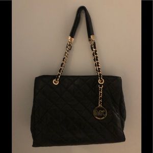 Michael Kors black leather quilted bag